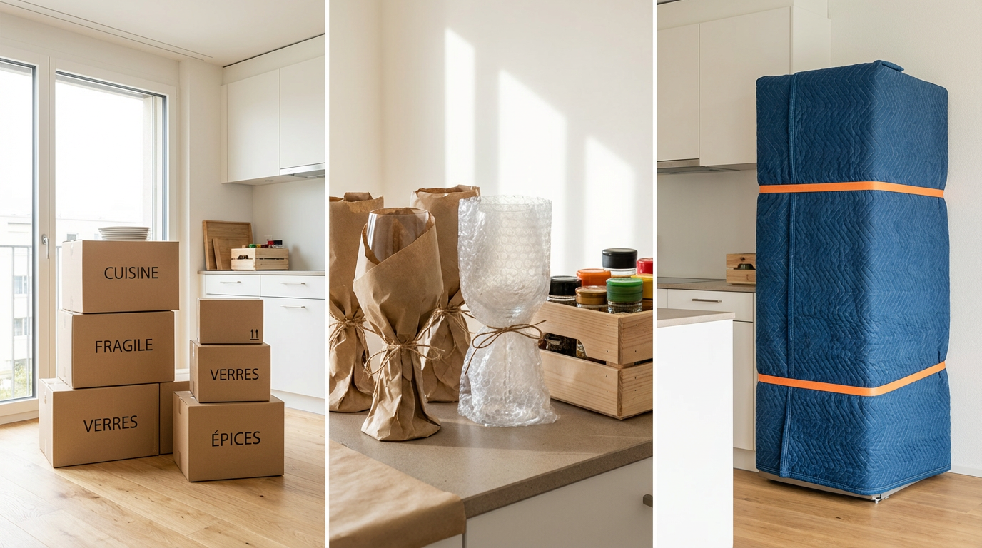 Déménagement : check-list spéciale cuisine (verre, épices, électroménager) — méthode anti-casse